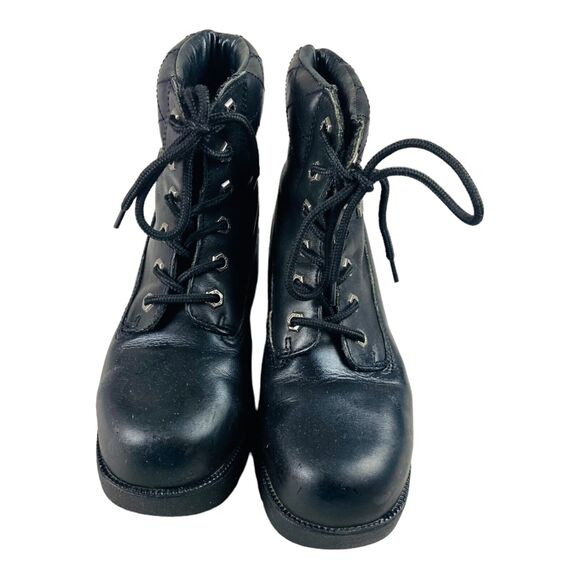 HARLEY DAVIDSON Leather Biker Boot Lace-Up Oil Resistant WMNS Sz 7.5 82034 Rare - Picture 2 of 8